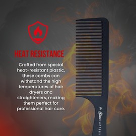 The Shave Factory Heat Resistant Black Combs - Essential for Professional Hair Care - Made of High Quality Durable Material