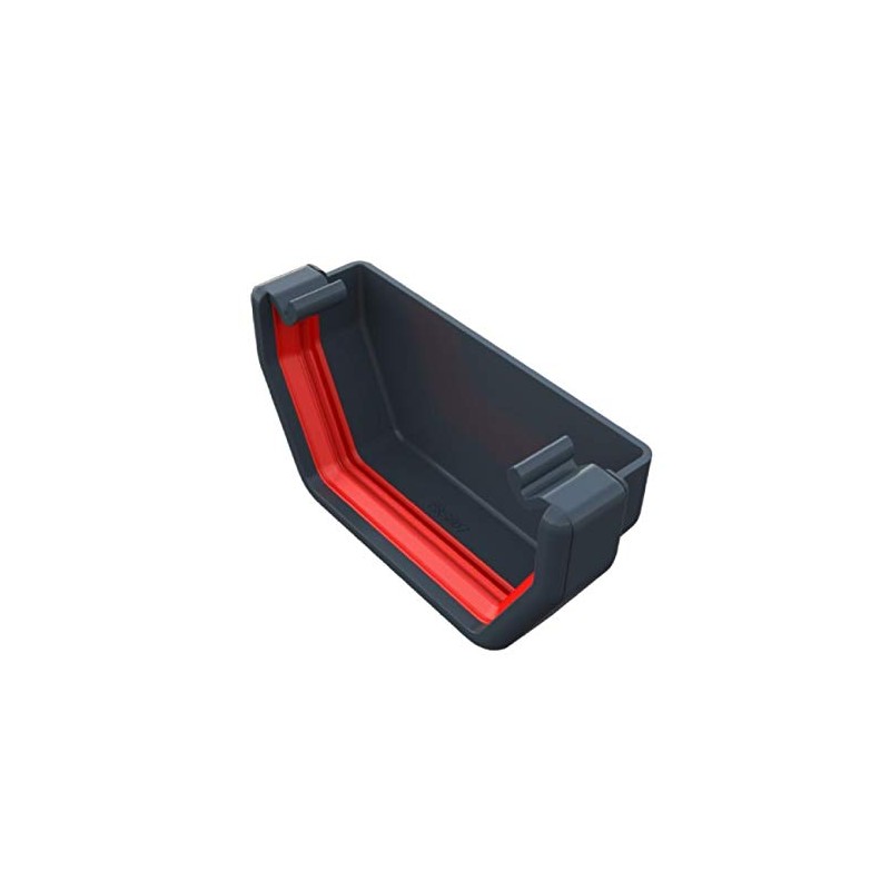 FreeFlow Anthracite Grey Square Gutter External Stop End, 114mm Water