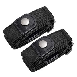 SUOSDEY No Buckle Invisible Stretch Belts for Men/Women Belt for Jeans pants No Hassle,No Bugle (05-2Pack Black, Suit Waist 34''-48'')