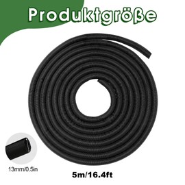 KASURE 13 mm - 5 m Cable Protection Grid, Flame Retardant Cable Sleeve, Self-Closing, Flexible Woven Cable Sleeve, Can Be Cut to Size, Against Animal Eating, for TV and PC (Black)