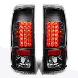 PM PERFORMOTOR Full LED Tail Lights Brake Lamps Assembly Compatible with 97-07 F250-F350 Super Duty,Black Housing/Clear Lens
