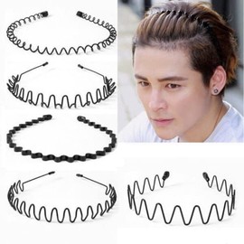 Pack of 6 Men's Headbands - Unisex Black Wave Metal Headband Hair Bands - Wave Metal Headband Hair Bands Metal Spring Hair Band Hair Bands Men
