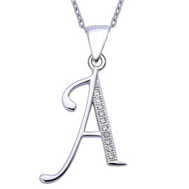 VIKI LYNN Sterling Silber 925 Kette Halskette mit Silber und Zircon Buchstabe Alphabet A Anhaenger