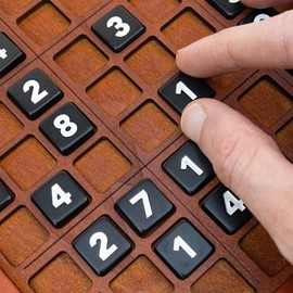 Iron & Glory Deluxe Wooden Sudoku Puzzle Game - Brain Teaser 81 Numbered Melamine Tiles & Comprehensive Guide - Travel Board Game for Friends & Family