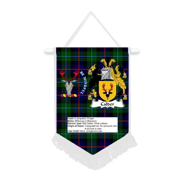 Calder Scottish Clan Scotland Car/Wall Pennant With White Border Great