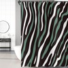 deFouliao Green Shower Curtain Modern Abstract Green Black White Striped