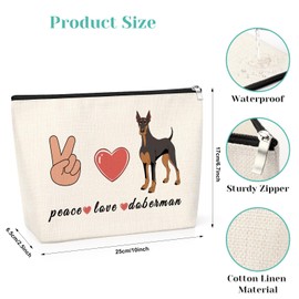 Doberman Dog Gifts for Women Makeup Bag Funny Doberman Lovers Presents for Friend Sister Girls Pet Owner Toiletry Bag Christmas Birthday for Daughter Colleague Mum Travel Cosmetic Pouch