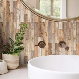 Attuslla 16 PCS Miniature Mini House Floor Tiles Self Adhesive Floor Tiles Faux 3D Brick Wall Paper Sticker for Mini House Decoration, 3.94 Inch, Simulated Wood