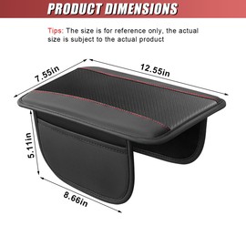 DUSCOKE Car Center Console Cover, Carbon Fiber Leather Car Armrest Cover Protector, Auto Middle Console Support Pad with Side Storage, Universal Storage Box Cushion for Most Vehicle Interior (Black)
