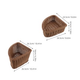 2Pcs Triangle Corner Storage Basket Imitation Rattan Woven Corner Tray Shelf Basket for Closet Bedroom Laundry Room Side Table Light Brown 9.64 X 9.64 X 3.34 in