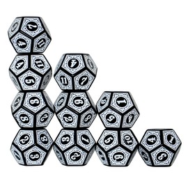 SmartDealsPro 10-Pack Six Sides D6 12 Sided D12 Dice Die for DND Dungeons and Dragons MTG PRG Wow Table Game Math Teaching (D12, White Letters)