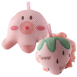 Mobestech 3sets Cartoon Bath Loofah Balls Exfoliating Body Wash Sponge for Women 2pcs*3