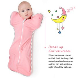 NARUTOO Swaddle Wrap for Baby, Newborn Boy or Girl Adjustable Sleep Sack Breathable Soft Premium Cotton Suit for Kids Aged 0-3 Months (Pink)