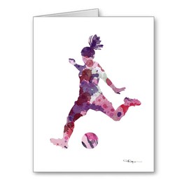 Girl Soccer Player Set of 10 Art Note Cards by Watercolor Artist DJ Rogers