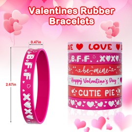 Genuvi Valentine's Day Rubber Bracelets Bulk - 30PCS Valentines Day Gifts for Kids Valentines Party Favors Supplies Silicone Wristbands Goodie Bag Stuffers Treats Classroom Prizes Accessories Decorations