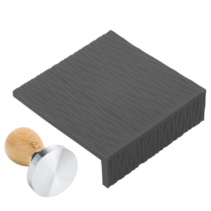 Coffee Tamper Set 58mm Beech Handle Coffee Hammer Embossed Tamping