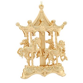 CF Collection Carousel Christmas Tree Ornament [Pack of 1] 6in (Matte Gold)