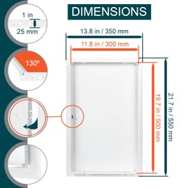 ECOPRO VENT 12" x 20" White Metal Access Panel. Service Shaft Door Panel. Plumbing, Electricity, Heating, Alarm Wall Access Panel for Drywall. Bathroom Services Access Hole Cover.
