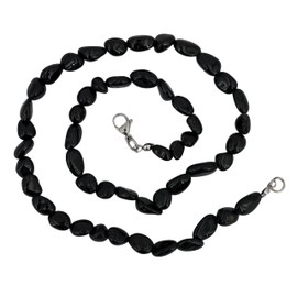 Taddart Minerals - Black Nugget Necklace Made from Natural Gemstone Tourmaline Schorl with 45 cm Length - Handmade, Gemstone