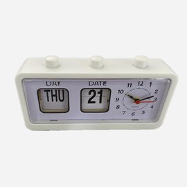 Haptufer Mechanical Alarm Clock Novelty Flip Clock Desktop Digital Clock with Calendar Clock Home Decor Retro Decor,White