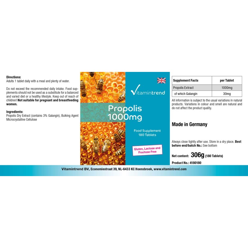 Propolis 1000 mg – 180 Tablets 6 Month Supply High