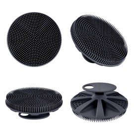 INNERNEED INNERNEED Food-Grade Soft Silicone Body Scrubber Shower Brush Handheld Cleansing Skin Brush, Gentle Exfoliating and Lather Well (Black)
