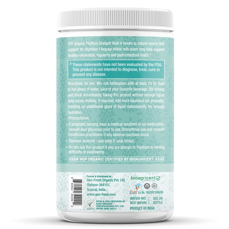 THE HOLLY TREE Psyllium Husk Powder Organic 8 oz -