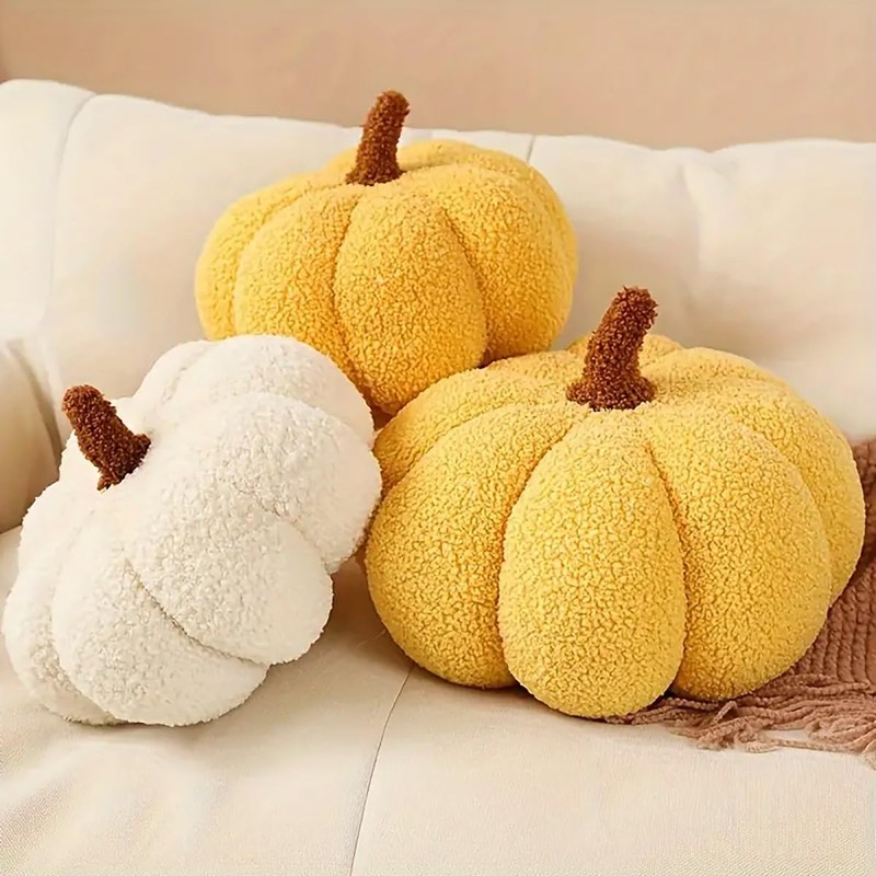 AIMALL Pumpkin Shaped Plush Cushion, 9.05 Inch Wide Colourful Home