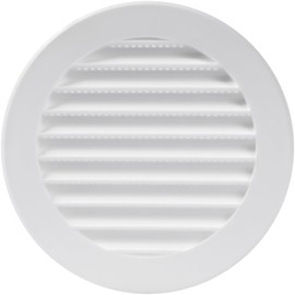 Vent Systems 4'' Inch White Soffit Vent Cover - Round Air Vent Louver - Grill Cover - Built-in Insect Screen - HVAC Vents for Bathroom, Home, Office, Kitchen