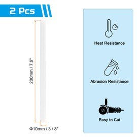 sourcing map ABS Plastic Rod Round Solid Bar 10 mm x 200mm White for DIY Model Material, Architectural Model Making, DIY Sand Table, Pack of 2