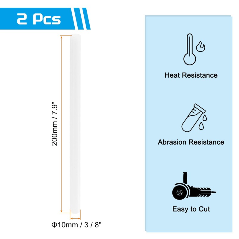 sourcing map ABS Plastic Rod Round Solid Bar 10 mm