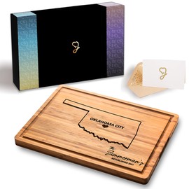 State Shaped Cutting Board - Oklahoma Destination Gifts, Wooden States Bamboo Boards, USA Map Decor for Home