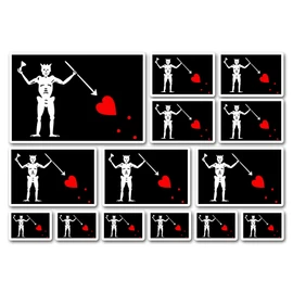 A5 Sticker Sheet Blackbeard Flag Vinyl Stickers - Black Beard Skeleton Devil Ship Car Van Pirate Funny Girls Boys Men Women #82538