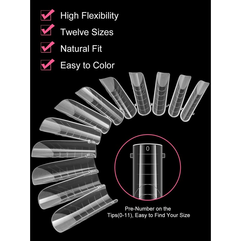 EBANKU 120 Pieces Clear Matte Dual Nail System Mould Acrylic