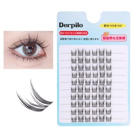 Derpilo Partial False Eyelashes, 60 Bundles, Matsueku, 3D False Eyelashes, Natural, Partial False Eyelashes, 0.05 mm, Ultra Fine Point, Popular, DIY False Eyelashes, For Beginners, Lightweight and