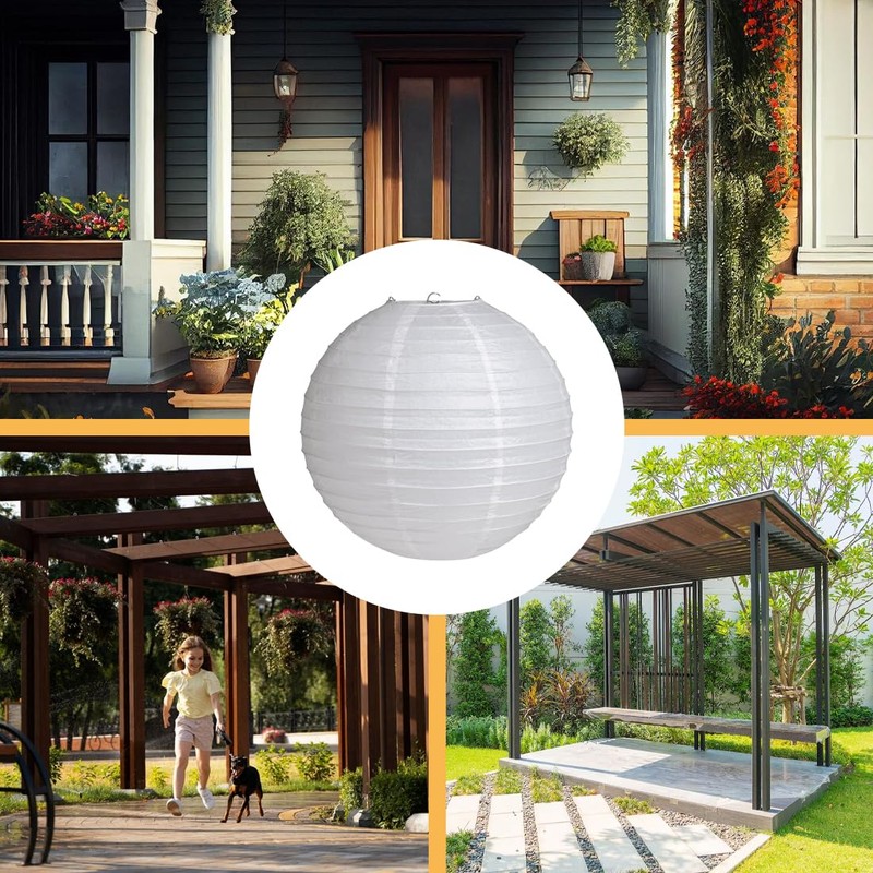 FIMWOLZ 3 Pcs White Round Lantern Lampshade Hanging Lamp Paper