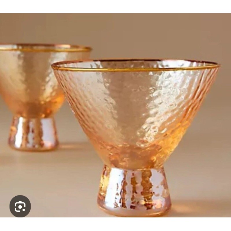Anthropologie Zaza Stemless Martini Glasses, Set of 2, Brand New