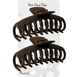 Marrie Large Hair Claw Clips for Thick Hair Nonslip Jumbo Hair Clamp Strong Big Hold Jaws Hair Styling Accessories for Women Girls Size 4.3 Inches (Matt Brown)