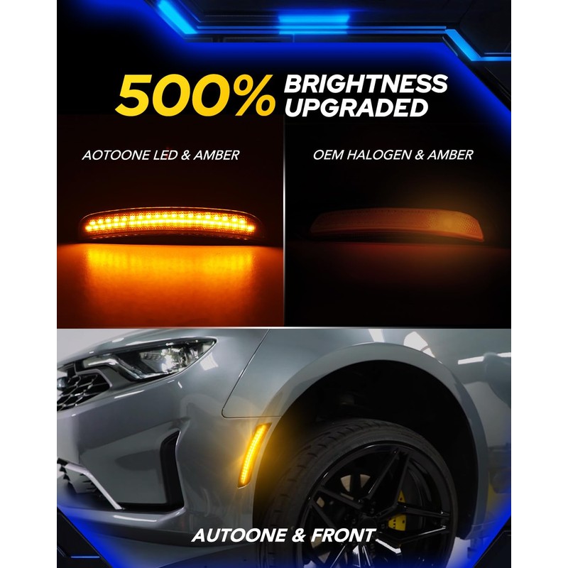 AUTOONE LED Side Marker Lights Red & Yellow Compatible with