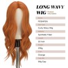 FESHFEN Long Orange Wig for Women, Middle Parting Synthetic Wavy