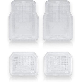 Vaygway All Weather Floor Mats-Universal 4 Piece Car Interior- Rubber Clear Car Plastic Rug- Heavy Duty Weather Protection Mats