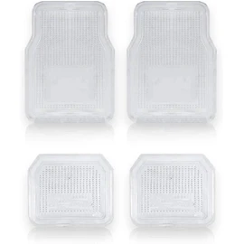 Vaygway All Weather Floor Mats-Universal 4 Piece Car Interior- Rubber Clear Car Plastic Rug- Heavy Duty Weather Protection Mats