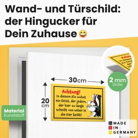 DankeDir! In diesem Klo wohnt ein Geist – 30 x 20 cm Sign – Toilet Sign for Hanging Toilet Sign Funny Toilet – Guest Toilet Decorative Door Sign Guest Toilet Funny Men