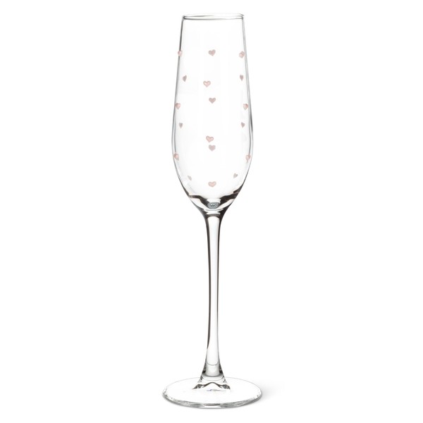 Abbott Collection Champagne Flute with Textured Hearts - Glass, Clear/Pink,