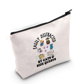 Cat Dice Gamer Makeup Bag Role Playing Gift D an D Dragon Game Zipper Pouch (Distracted by Cats 3uk)