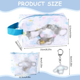 yumcute Cosmetic Bag Set with Keyring and Cartoon Makeup Bag, Travel Cosmetic Bag, Toiletry Bag, High Capacity, Gift for Girls, Style 8