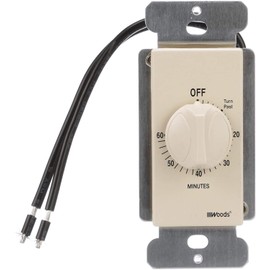 Woods 59718 In-Wall 60 Minute Spring Wound Timer; Light Almond