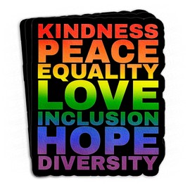 (3Pcs) Kindness Peace Equality Love Sticker Democrat Liberal Progressive Feminist Protest Waterproof Vinyl Sticker Laptop, Water Bottles, Phone Merchandise Decor Decal Gifts for Her Him 2 inches