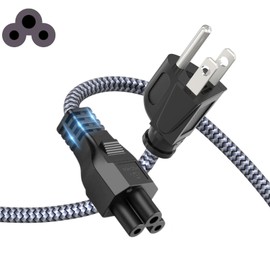 3 Prong AC Laptop Power Cord Nylon Braided Universal Power Cable for Dell HP LG Lenovo Asus Acer Toshiba Sony Laptops/Notebooks, Monitors, Printers, Scanners NEMA 5-15P to C5 Power Cable 1m-UL Listed