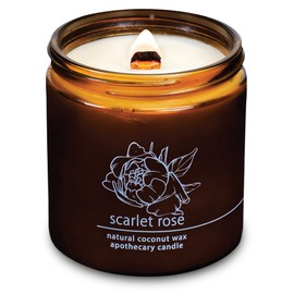 Hemlock Park Crackling Wood Wick Candle Handcrafted with Natural Coconut Wax (Large 16 oz, Scarlet Rose)